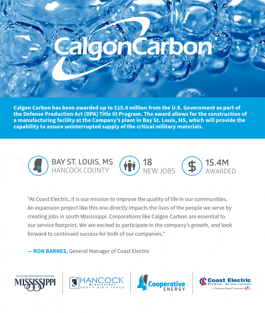 Calgon Carbon awarded 15.4M as part of the DPA Program; Allows for